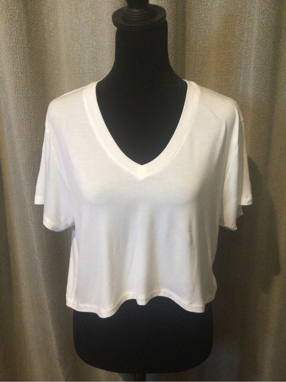 American Eagle Outfitters Soft &Sexy White V-Neck Cropped Tee S